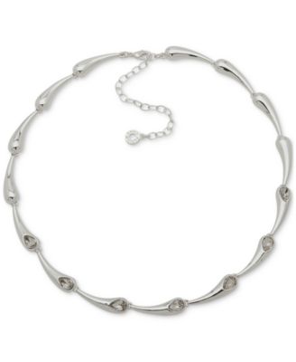 Anne Klein - Silver-Tone Crystal Tear-Shape Link Collar Necklace, 16" + 3" extender