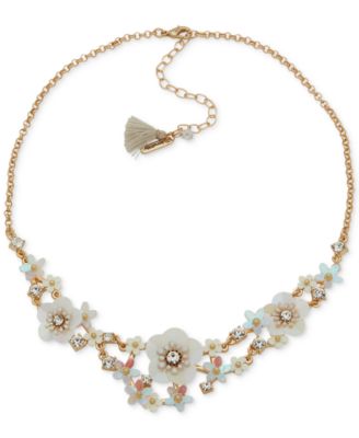 lonna & lilly - Gold-Tone Mixed Stone Flower Statement Necklace, 16" + 3" extender