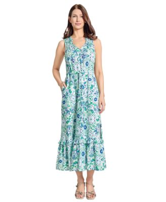 Jones New York - Women's Paisley-Print Linen-Blend Maxi Dress