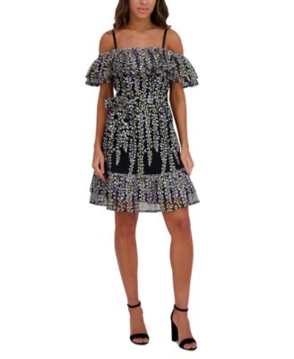 kensie - Women's Embroidered Off-The-Shoulder Dress