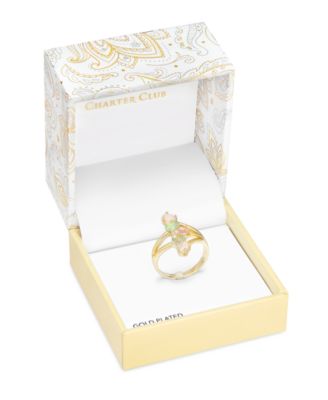 Charter Club - Gold-Tone Mixed Color Oval Crystal Multi-Row Ring