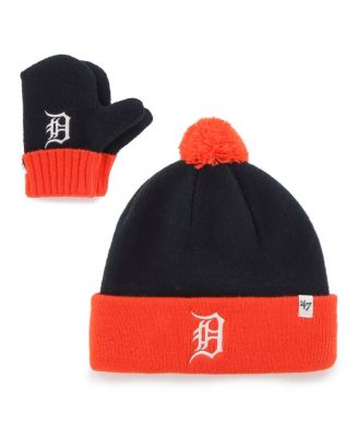 '47 Brand - Toddler Navy Detroit Tigers Bam Bam Cuffed Knit Hat with Pom Mittens Set