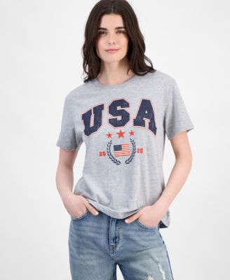 Love Tribe - Juniors' USA Flag Graphic-Print Crewneck Tee