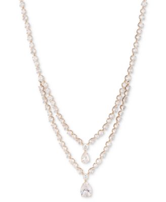 Givenchy - Gold-Tone Mixed Cubic Zirconia Layered Statement Necklace, 16" + 3" extender