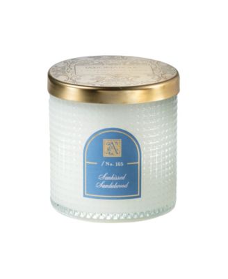 Aromatique - Sunkissed Sandalwood Textured Glass Candle with Lid, 6 oz.