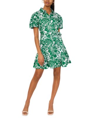 MSK - Petite Floral-Print Cotton Shirtdress
