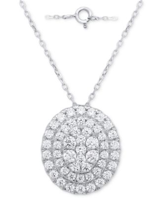Forever Grown Diamonds - Lab Grown Diamond Double Halo Cluster 18" Pendant Necklace (2 ct. t.w.)