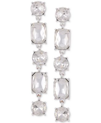 GUESS - Silver-Tone Mixed Rhinestone Linear Drop Earrings