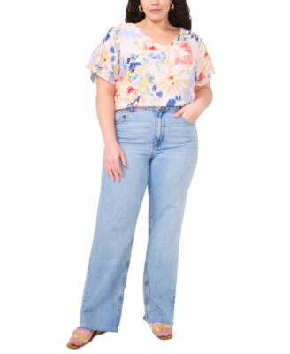 Vince Camuto - Plus Size V-Neck Tulip-Sleeve Blouse
