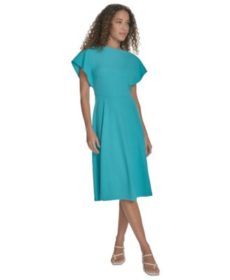 Calvin Klein - Petite Flutter-Sleeve Sheath Midi Dress