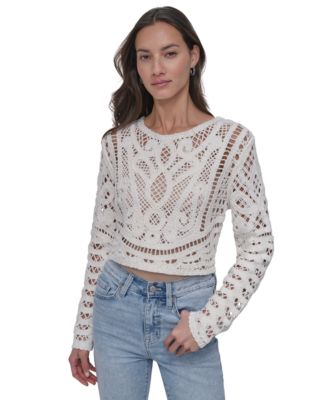 DKNY Jeans - Women's Cotton Crochet Sweater