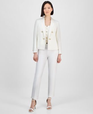 Anne Klein - Women's Open-Front Jacket, Button-Front Top & Ankle Pants
