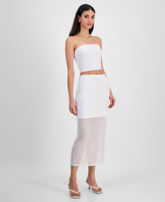 Bar III - Women's Rhinestone Mesh Tube Skirt