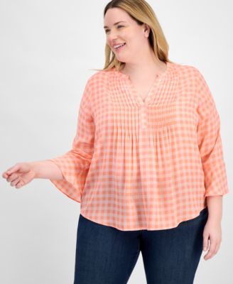 Style & Co - Plus Size Floral-Print Pintuck Top