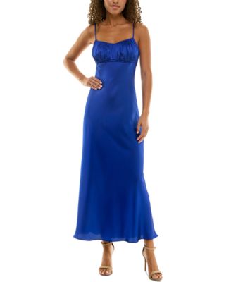Alex & Sophia - Women's Strappy Satin Maxi Dress