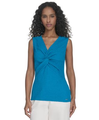 Calvin Klein - Women's Textured Twist-Front Blouse