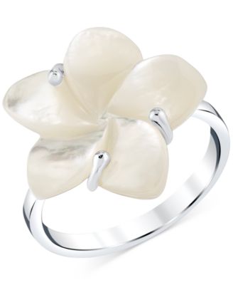 Macy's - Mother-of-Pearl (18mm) Flower Ring in Sterling Silver