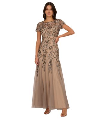 Adrianna Papell - Plus Size Floral-Beaded Gown