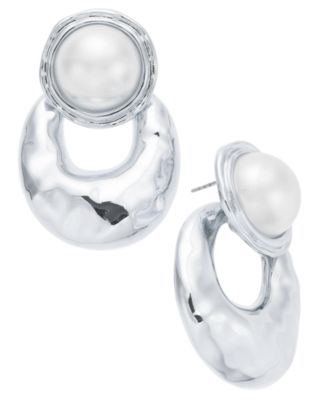 I.N.C. International Concepts - Rhodium-Plated Imitation Pearl Sculptural Drop Earrings
