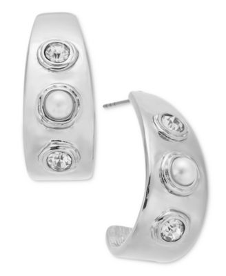 I.N.C. International Concepts - Silver-Tone Crystal Hoop Earrings