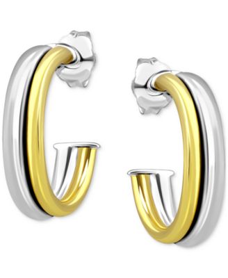 Giani Bernini - Double Tube Small Hoop Earrings in Sterling Silver & 18k Gold-Plate, 0.59"