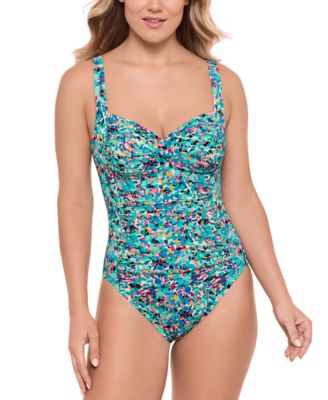 Swim Solutions - Women's Twist-Front Shirred One-Piece Swimsuit