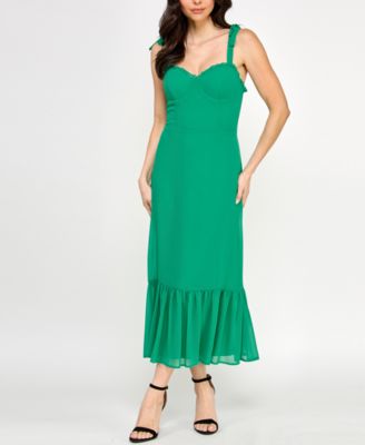 City Studios - Juniors' Ruffled Tie-Strap Midi Dress