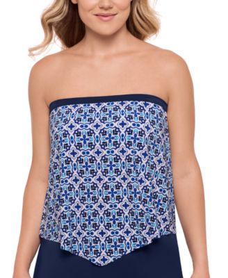 Swim Solutions - Women's Printed Bandeau Scarf Hem Tankini Top, Exclusively at Macy's
