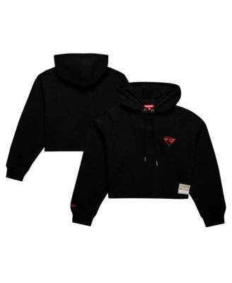 Mitchell & Ness - Women's Black Golden State Warriors Hardwood Classics Cropped Pullover Hoodie