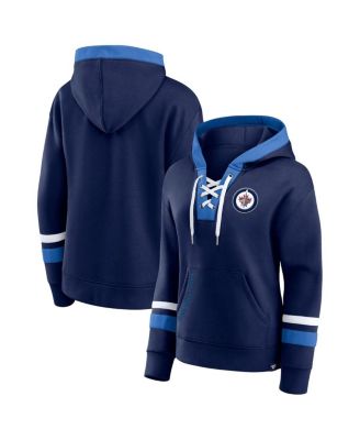 Fanatics - Women's Navy Winnipeg Jets Bombastic Lace-Up Pullover Hoodie