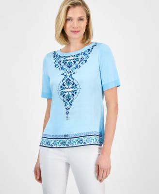 JM Collection - Women's Medallion Mixed-Media Sweater