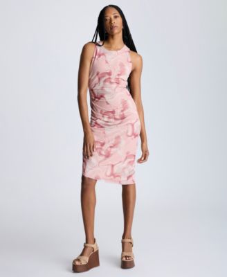 Kenneth Cole - Women's Printed Ruched Asymmetrical-Hem Tank Dress