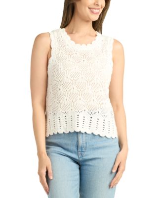BCX - Juniors' Textured Scalloped Sleeveless Sweater