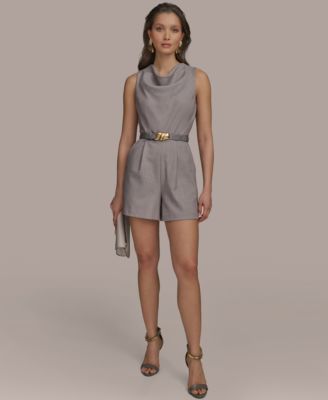 Donna Karan New York - Petite Cowlneck Belted Romper