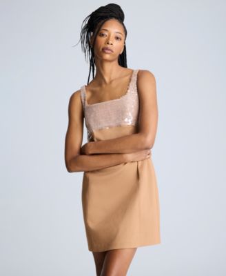 Kenneth Cole - Women's Sequin-Bodice Open-Back Shift Dress
