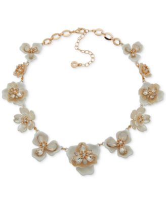 Anne Klein - Gold-Tone Crystal Muti Flower Collar Necklace, 16" + 3" extender