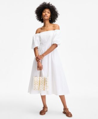 On 34th - Women's Off-The-Shoulder Puff-Sleeve Midi Dress