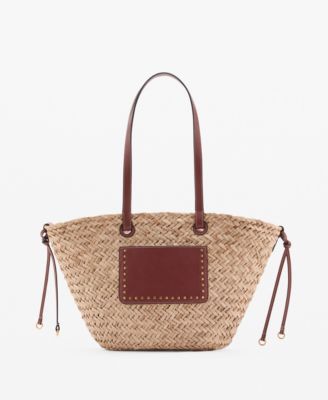 MANGO - Women's Natural Fiber Double Handle Shoulder Bag