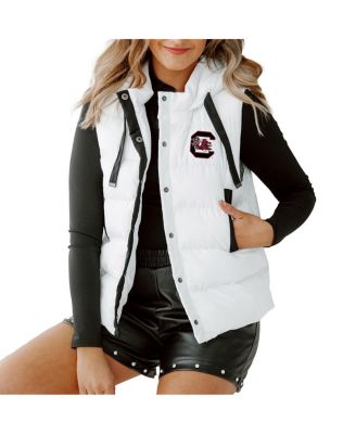 Gameday Couture - Women's White South Carolina Gamecocks&nbsp;Hooded Full-Snap Puffer Vest