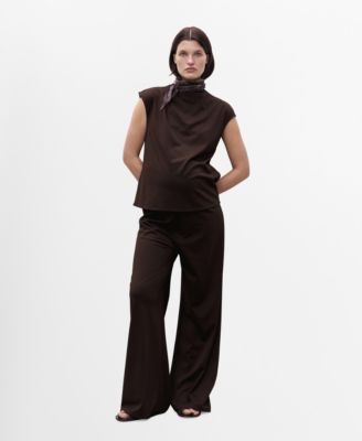 MANGO - Women's Fine-Knit Wide Leg Trousers