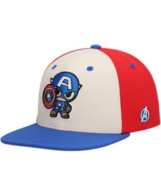 Lids - Big Boys and Girls Cream Captain America Chibi Glow-in-the-Dark Snapback Hat