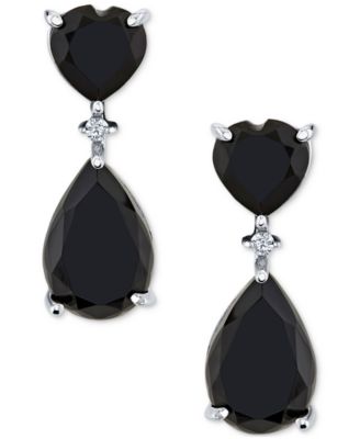 Macy's - Onyx & Diamond Accent Drop Earrings in Sterling Silver