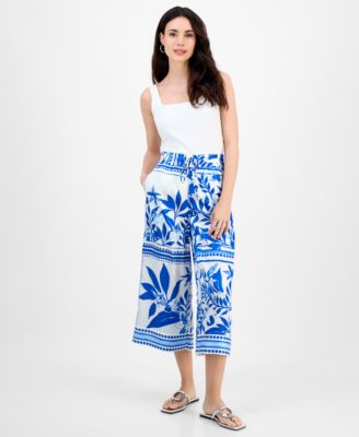 I.N.C. International Concepts - Petite Printed High-Rise Cropped Pants