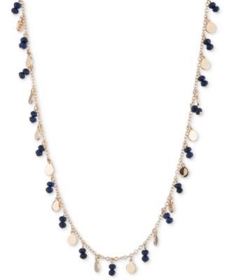 Lauren Ralph Lauren - Gold-Tone Shaky Disc & Bead Collar Necklace, 16" + 3" extender