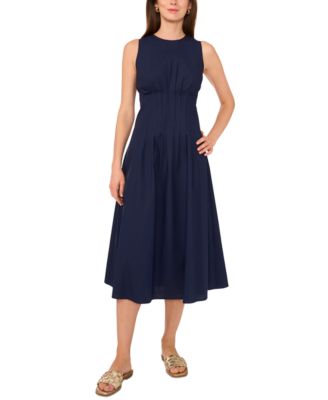 1.STATE - Women's Sleeveless Pintuck Cotton Midi Dress