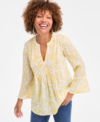Style & Co - Petite Paisley Bloom Pintucked Top