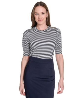 Tommy Hilfiger - Women's Striped Puff-Sleeve Top