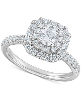 Macy's - Diamond Round & Emerald-Cut Multi Halo Engagement Ring (1 ct. t.w.) in 14k White Gold