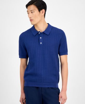 Alfani - Men's Textured Sweater Polo Shirt