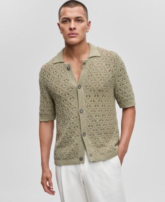 Hugo Boss - Men's Sommp Short Sleeve Knitted Textured Button-Front Shirt